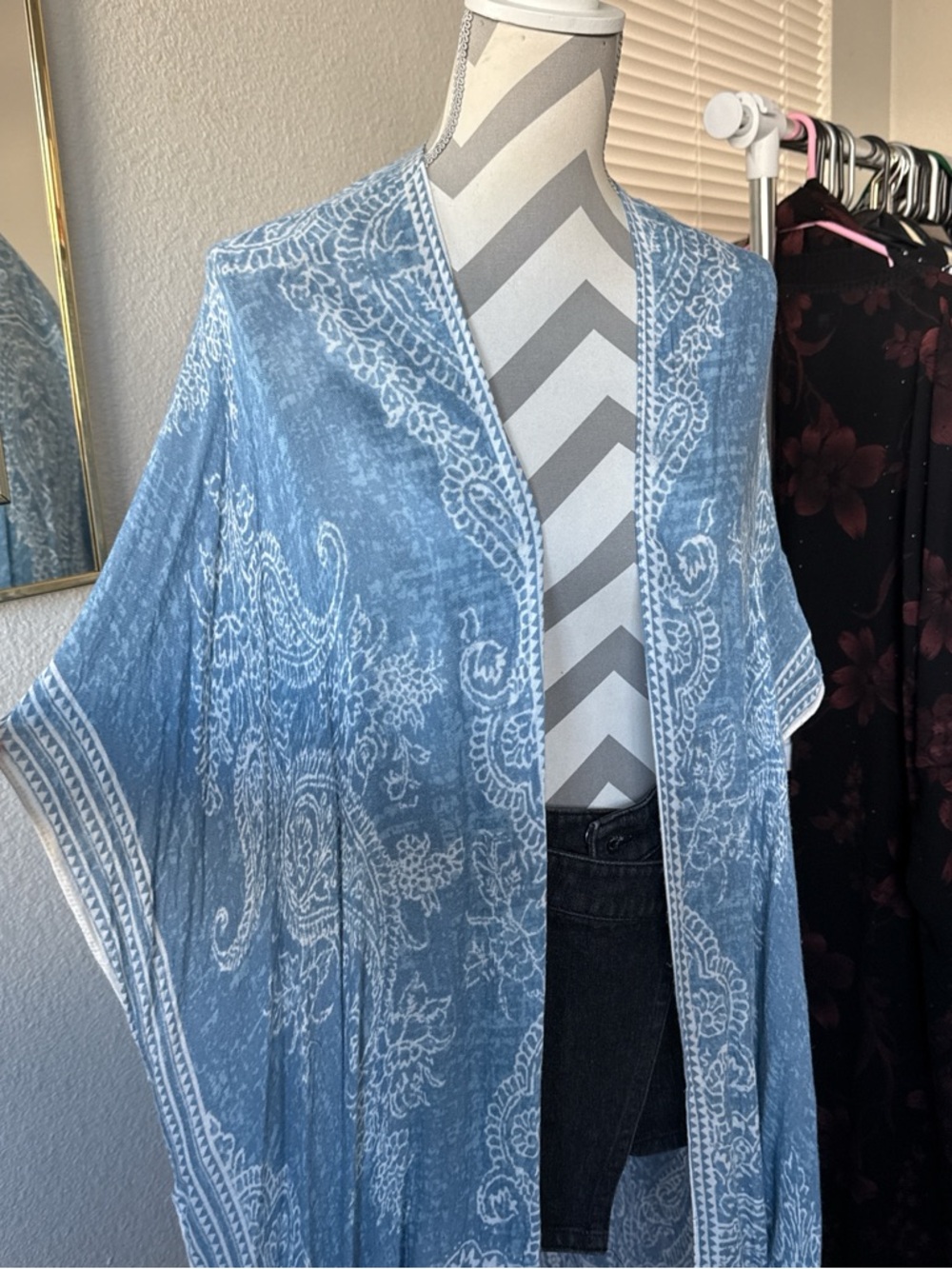 Blue Paisley Open Kimono